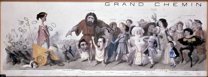 The grand road of posterity: representation of tragedy and comedy - Lithography by Benjamin Roubaud, Maison de Balzac, Paris