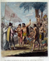An Indian Cacique from the Island of Cuba Welcomes Christopher Columbus