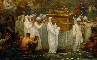 Joshua passing the River Jordan with the Ark of the Covenant