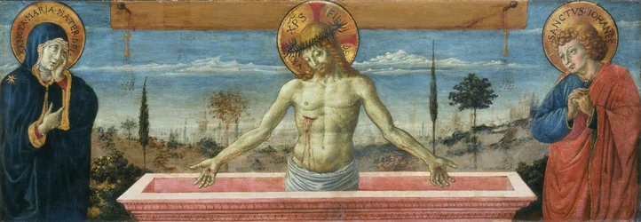 Christ the Man of Sorrows between the Virgin Mary and St. John the Evangelist, c. 1450