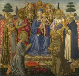 Madonna with Child Surrounded by Angels and Saints