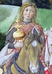 Horsemen in the royal entourage, detail from the Journey of the Magi cycle in the chapel, c.1460