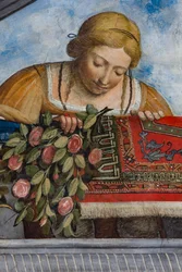Woman Wearing a Yellow Dress and Flowers, (detail)