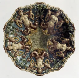 Dish with sirens - in "The work of Bernard Palissy" by C. Delange and C. Borneman, ed. Delange, Paris