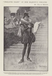 Herbert Beerbohm Tree as Malvolio in a production of Shakespeare