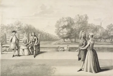 Figures on the bank of the Long Water, Hampton Court Palace