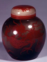 Ginger jar and cover decorated by Hilda Beardmore