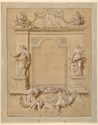 Memorial Panel Depicting Painting and Music