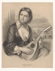 Woman Playing a Mandolin, Large Studies in Two Types of Chalk (series title), Grande étude aux deux crayons (series title on object)