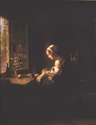 Mother and Child in an interior by a window