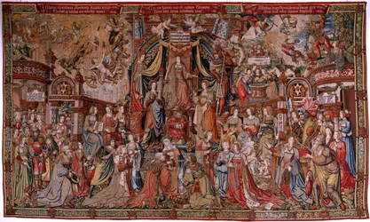 Flemish Tapestry. Series The Honours. Justice. Ninth Tapestry in the Series. Model Cartoonists from the Circle of Bernard van Orley and Jan Gossaert. Ca 1550