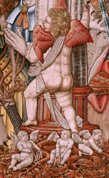 Flemish tapestry. Series The Honours; Nobility. Fourth tapestry in the series. Model Cartoonists from the circle of Bernard van Orley and Jan Gossaert. Manufacture Pieter van Aelst, Brussels. Ca 1550