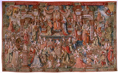 Flemish tapestry. Series The Honours; Prudence. Seventh tapestry in the series. Model Cartoonists from the circle of Bernard van Orley and Jan Gossaert (Mabuse). Manufacture Pieter van Aelst, Brussels. Ca 1550.