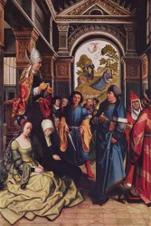 Sermon of St. Ambrose Outside: Two standing holy bishops