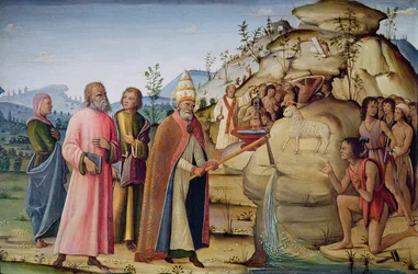 St. Clement Striking the Rock below the Holy Lamb