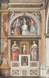 Ippolita Sforza with Saint Agnes and Saint Catherine and below Saint Apollonia and Saint Lucy, c.1522-25 (detail)