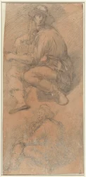 Two Figure Studies of a Seated Man
