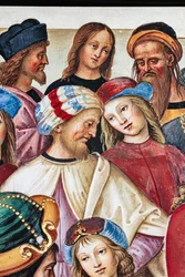 The Piccolomini Library, North East Wall: Aeneas Sylvius Delivers an Oration Before King James I of Scotland, Winter 1435