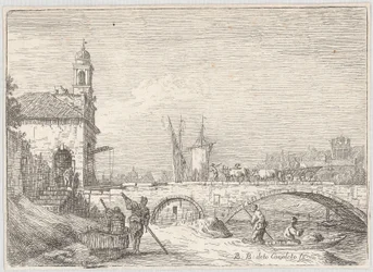 Capriccio with a Bridge and a Gate Building in the Style of Padua