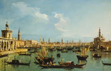 The Bacino di San Marco, Venice, from the Giudecca Canal with the Dogana, the Molo, the Riva degli Schiavoni, the Church of San Giorgio Maggiore and numerous Boats