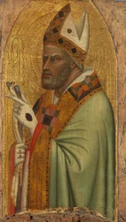 Saint Bishop with a Goldfinch