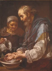 Old Man Washing His Hands