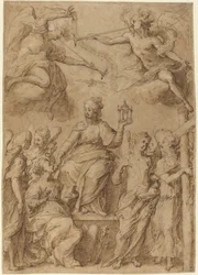 Ecclesia Surrounded by Angels Holding the Instruments of the Passion