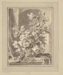 Vase with Flowers in a Niche