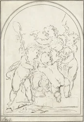 Five Putti by a Vase with Grapevine