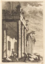 Travelers beside a Ruined Portico