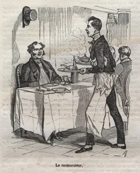 Le restaurateur - engraving in La Physiologie du gout by Jean Anthelme Brillat Savarin (Brillat-Savarin)