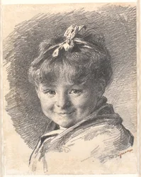 Portrait of a Little Girl with Short Hair and Headband