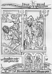 Fragment facsimile of page 28 of the Bible of the Poor, 1849