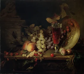Still Life with Fruit, Glass of Wine, 1863