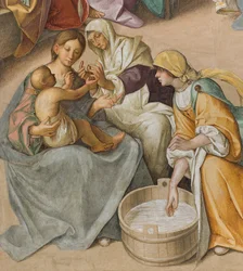 Central Nave, Second North Span, Birth of the Virgin (detail)