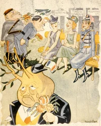 Cartoon Depicting Germany Wooing Women, as Personifications of Austria, Czechoslovakia and Romania