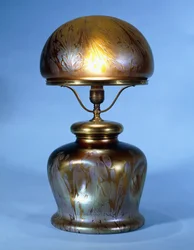 A Rare Loetz Brass Mounted Table Lamp