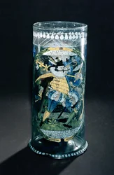 Humpen (tall beaker) with enamelled decoration of a Hunter and a Woman, c.1594
