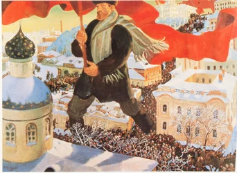 Bolshevist, After painting by Boris Kustodiev, Russia