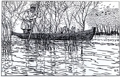 Illustration for the Poem Grandfather Mazay and the Hares by N. Nekrasov