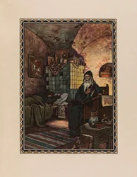 Pimen. Illustration to the Drama Boris Godunov by A. Pushkin