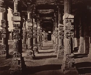 Interior of the Colonnade of Hindu Pillars at the Qutub
