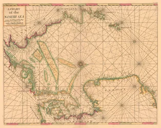 Chart of the North Sea: Norway to the Dover Straits, c.1700 (coloured engraving)