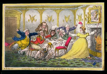 Company Shocked at a Lady Getting Up to Ring the Bell, etched by James Gillray, published by Hannah Humphrey in 1804