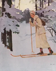 Woman Cross-Country Skiing
