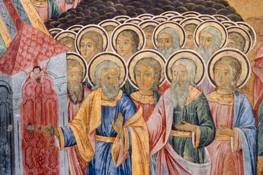 Bulgaria, Rila Monastery, Fresco at Church of Nativity of Virgin