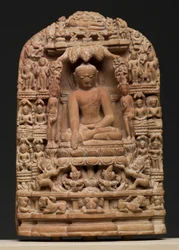 Plaque depicting episodes from the life of Shakyamuni Buddha