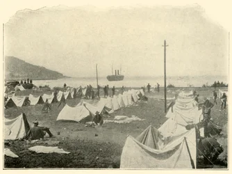 St. Paul in Bay, Firing Over Top of Hill...June 24th, Spanish-American War, 1898, 1899