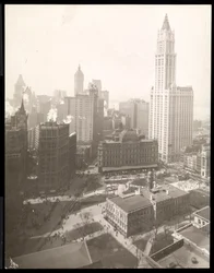 Aerial View of City Hall Park, City Hall and the Post Office