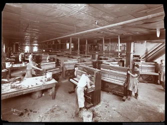 Men Working in the Harrington Piano Co. Factory, 1907